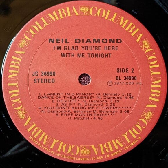 Vintage Vinyl LP - Neil Diamond - I’m Glad You’re Here With Me Tonight c 1977 - Picture 9 of 10